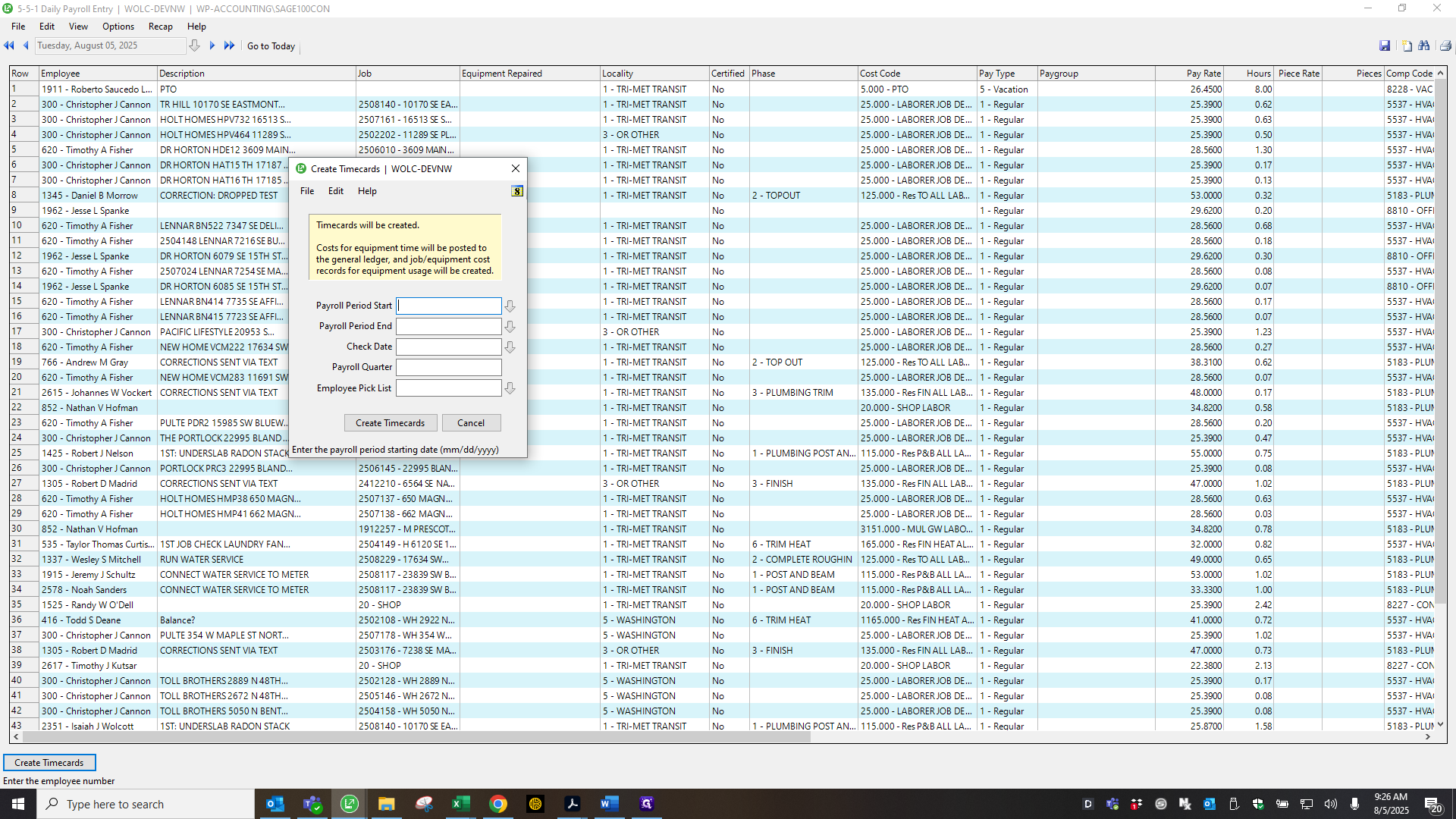 Step #38: Drag "Create Timecards | WOLC - DEVNW"