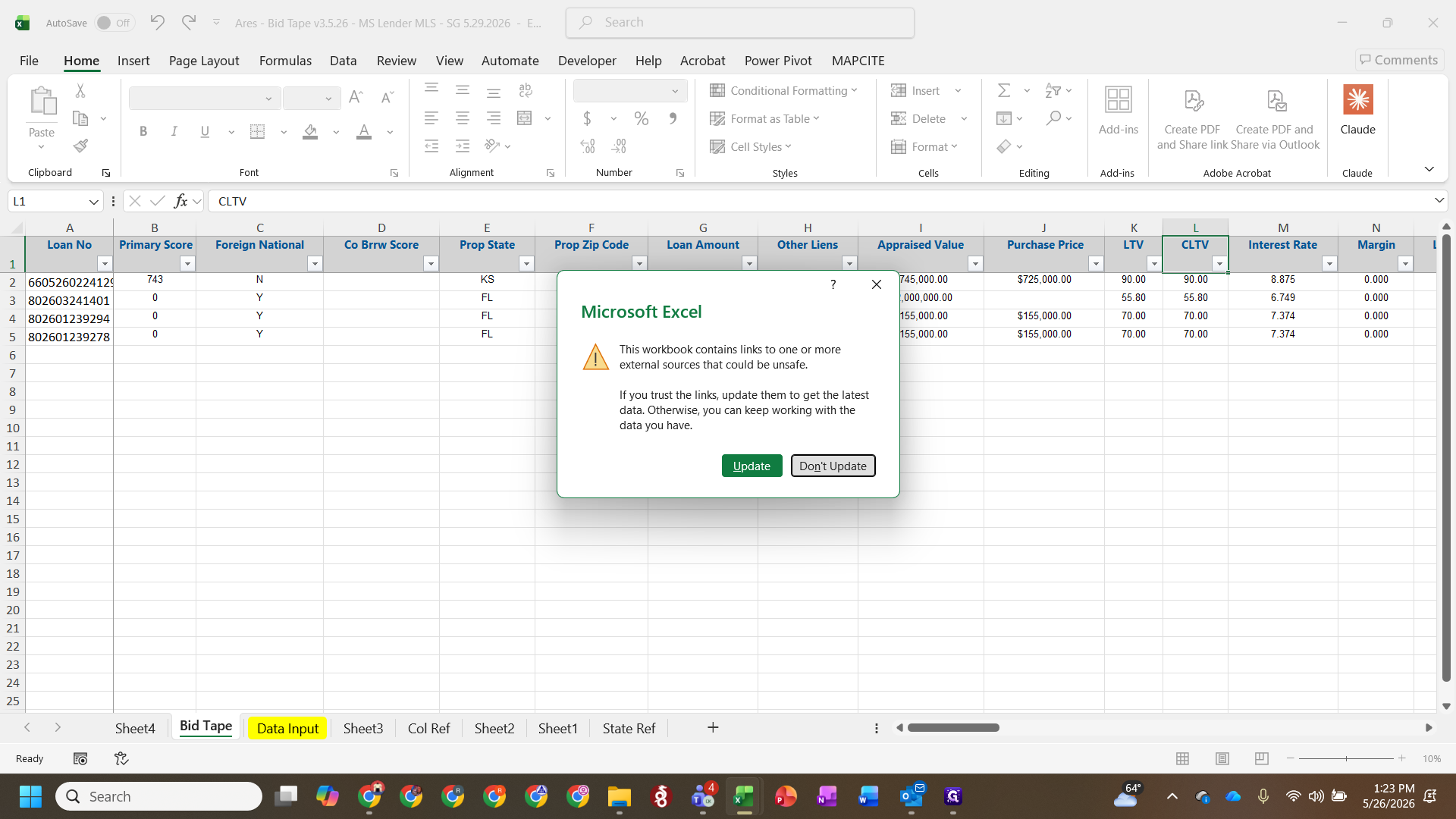 Step #13: Open the newly renamed file and click Don't Update when prompted about external links.