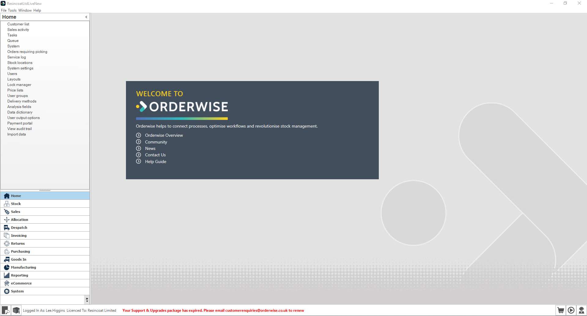 Step #1: Click + Goods In in the left-hand navigation menu to open the module.