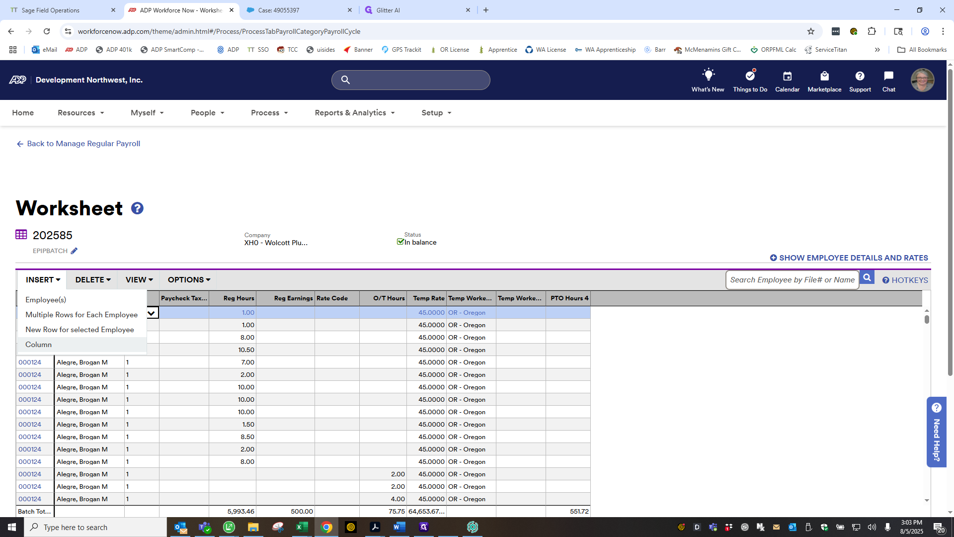 Step #12: Click on "Column"