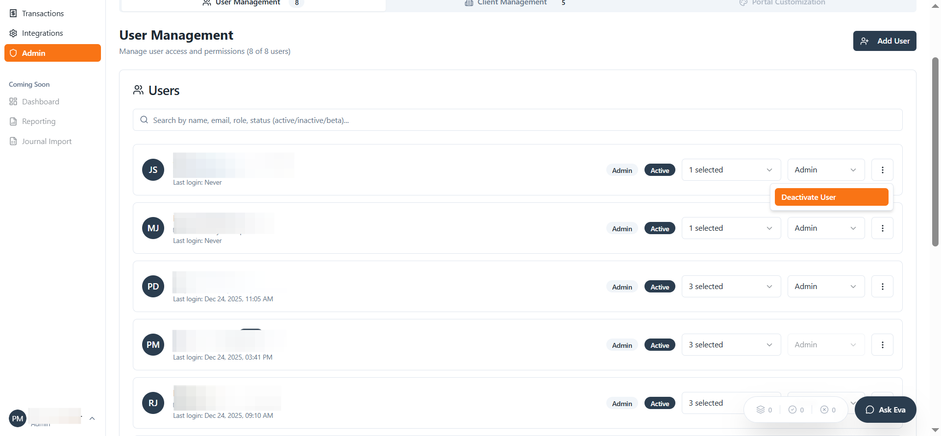 Step #7: Click “Deactivate User” to deactivate the user.