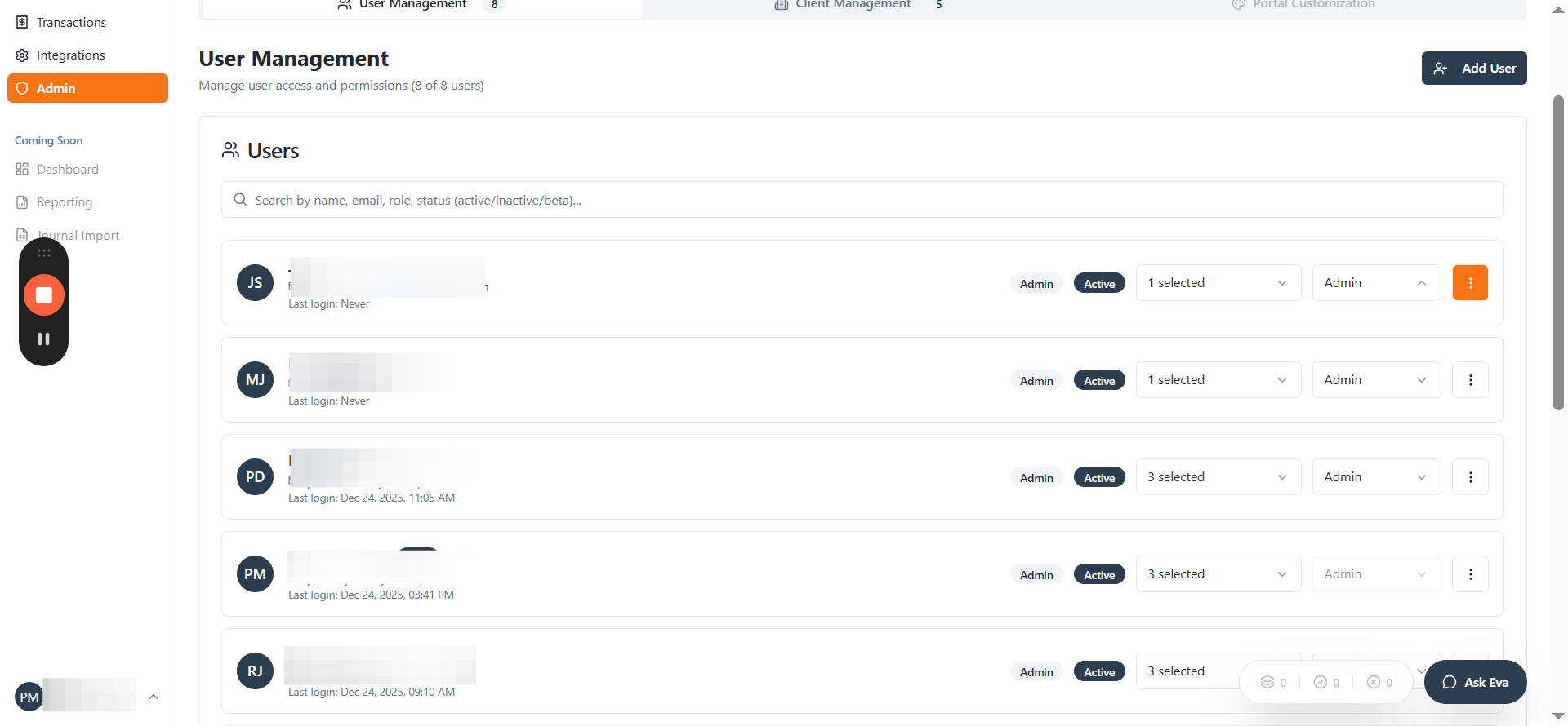 Step #6: Click the three-dot menu to access the option to deactivate the user.