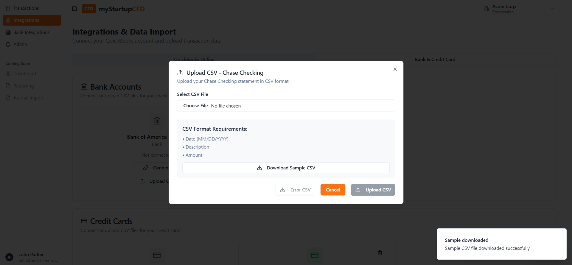 Step #30: Click on "Download Sample CSV"