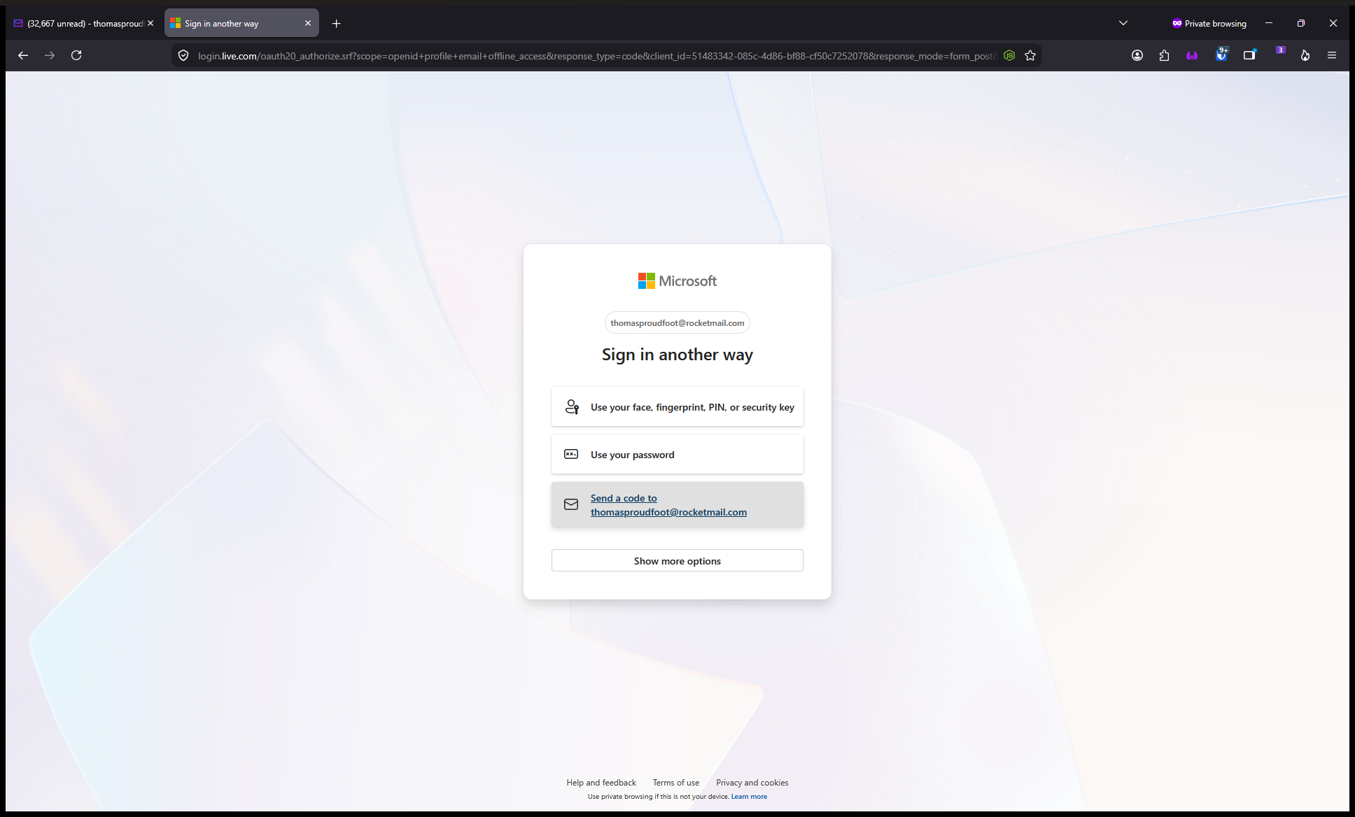 Step #3: Select your email address to prompt the system to send a verification code to your inbox.