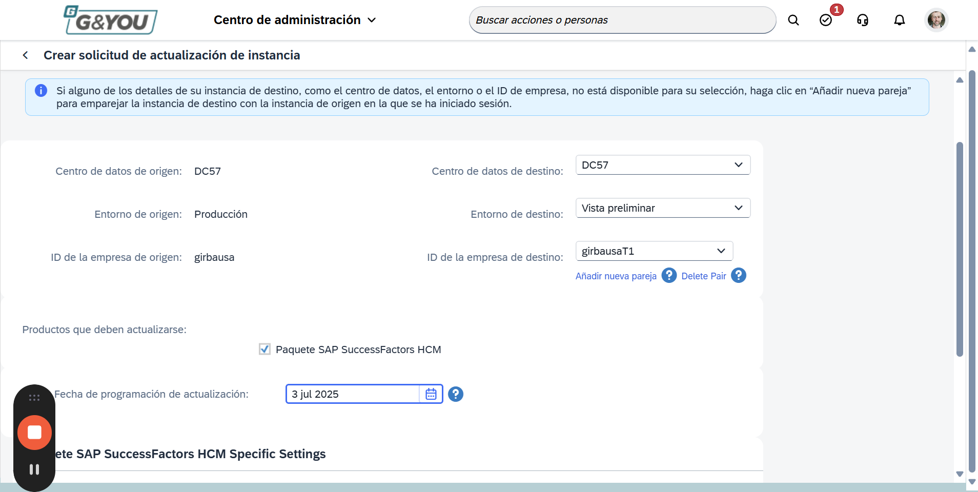 Step #9: Sel·leccionar la data en que s'ha de fer la còpia