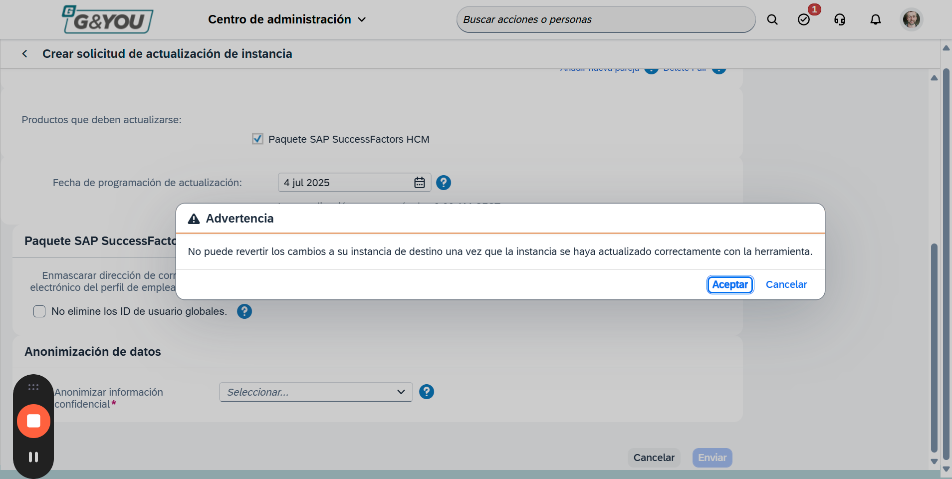 Step #12: Clicar 'Aceptar' per programar la còpia