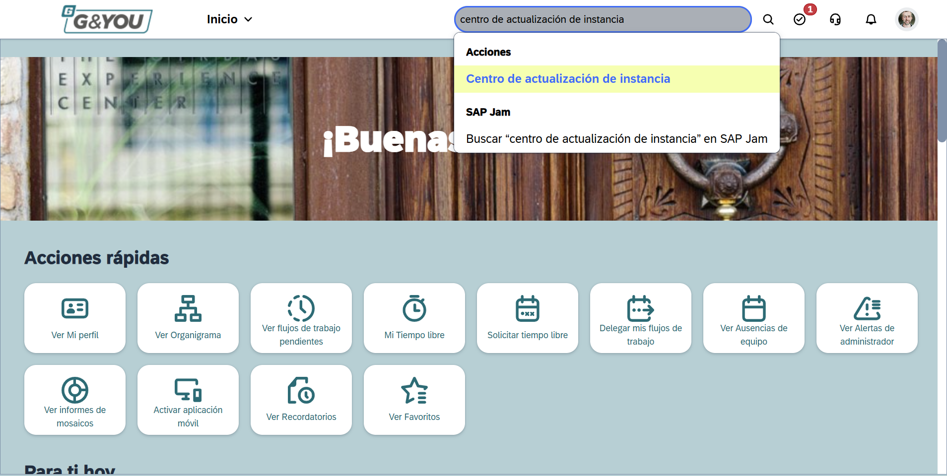 Step #1: Anar a la opció 'Centro de actualización de instancia'
