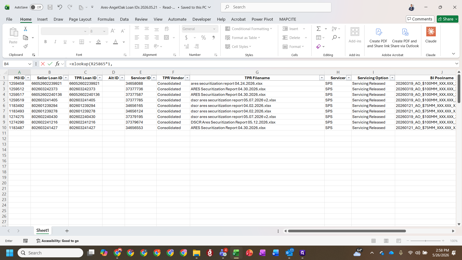 Step #11: In the BI tape, write an XLOOKUP formula referencing the Seller ID to pull in the corresponding M3 ID. Multiply the result by 1 or append an empty string (&"") within the formula to force the correct text or number formatting.