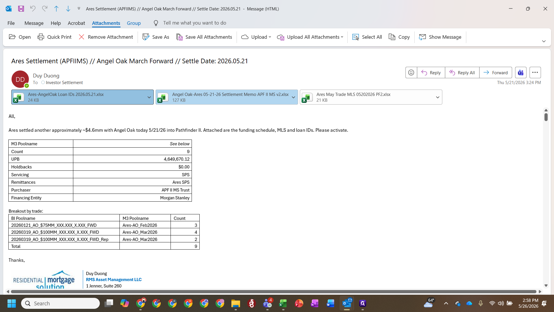 Step #10: Open the supplemental loan IDs spreadsheet attached to the settlement email.
