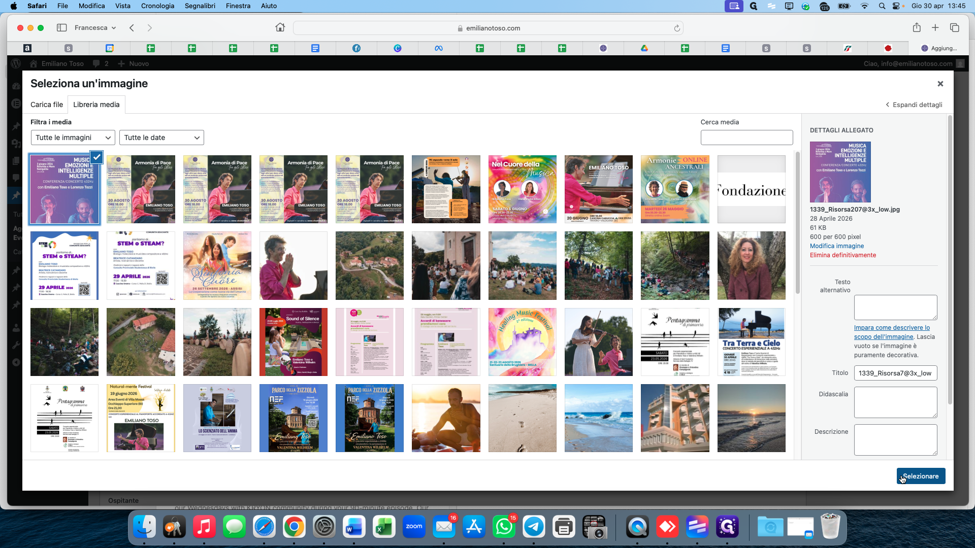 Step #15: Click Selezionare to confirm the image selection.