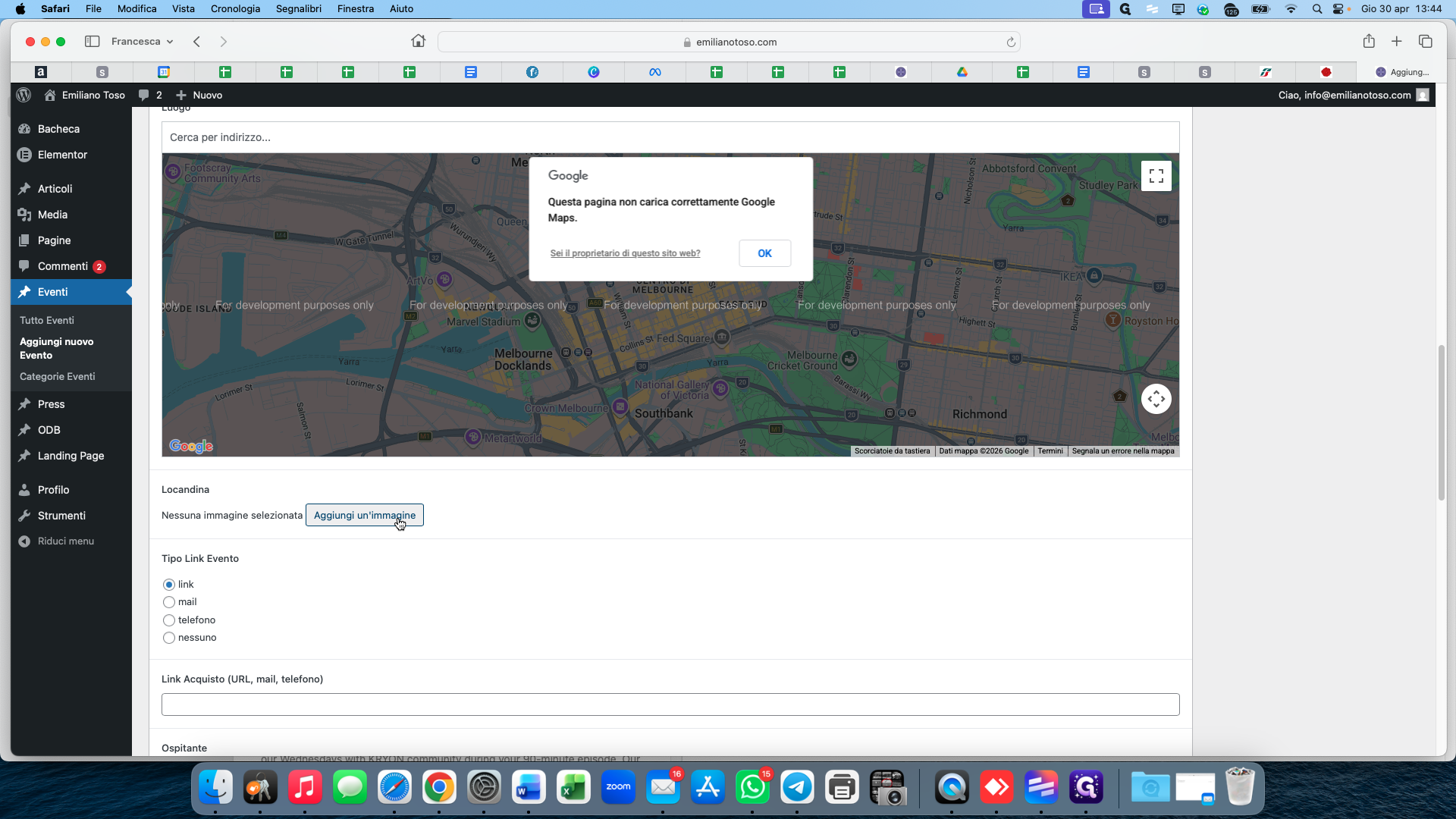 Step #13: Click Aggiungi un'immagine to add a photo of the venue or an additional location banner.