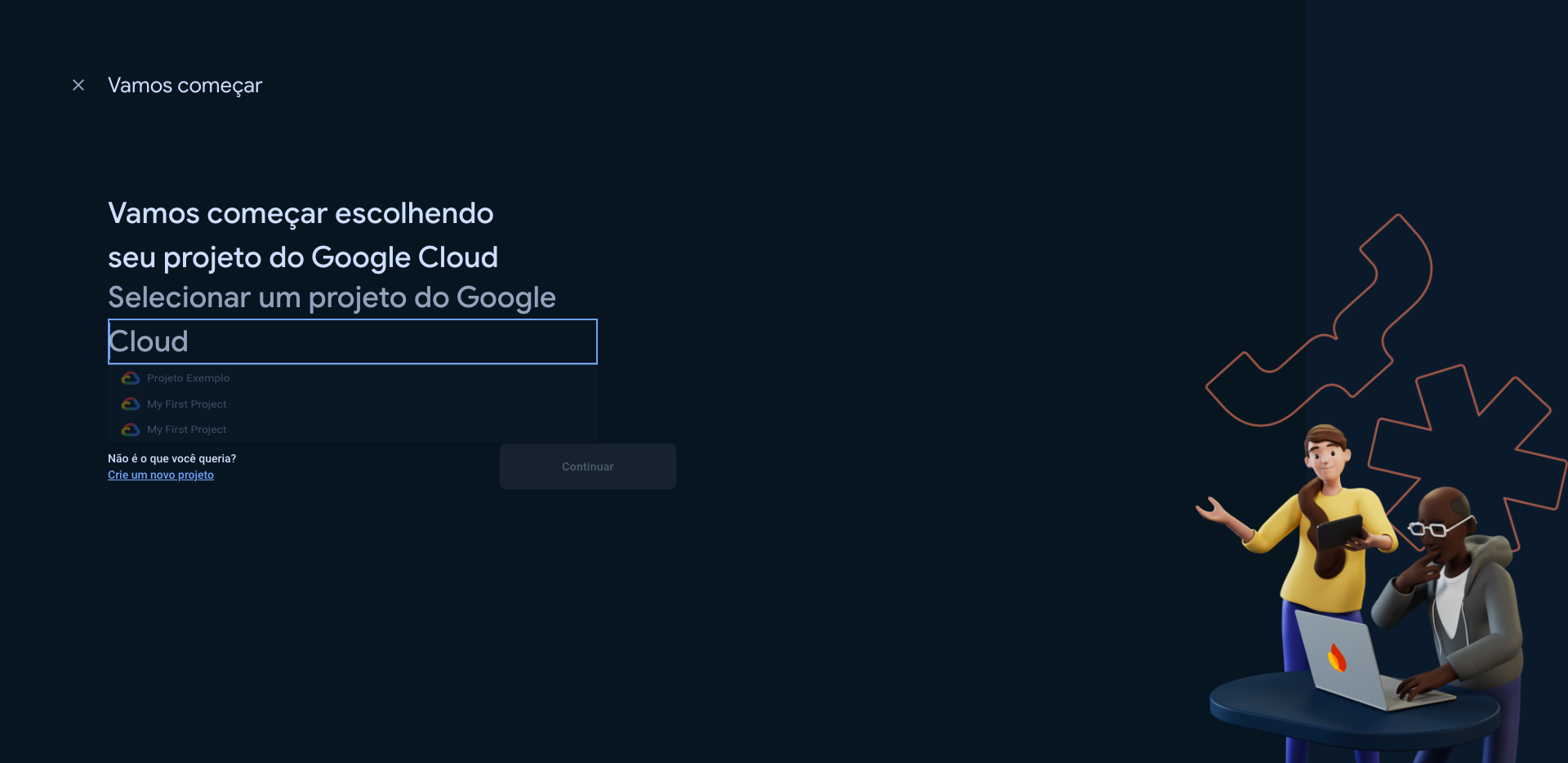 Step #4: Selecione o projeto do Google Cloud a ser configurado