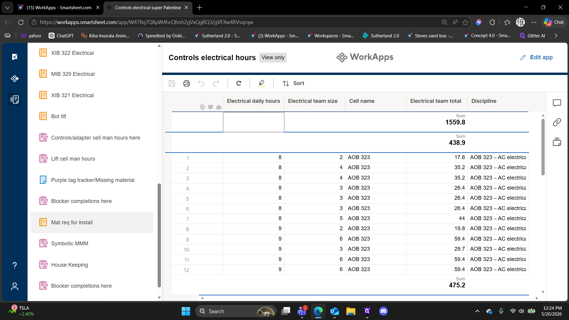 Step #4: Click Mat req for install in the left-hand navigation menu to open the request grid.