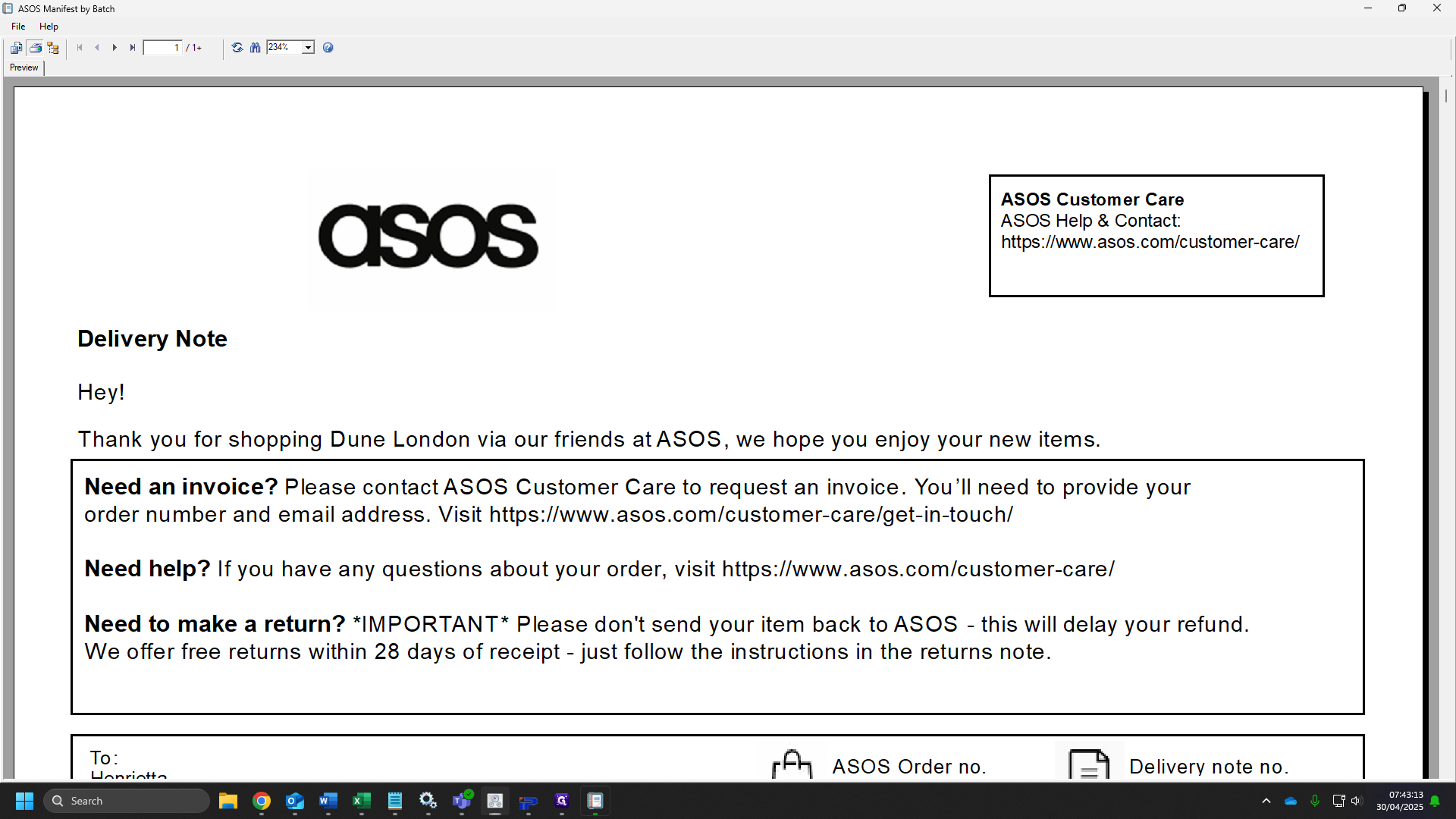 Step #55: Once your Manifest has loaded, click print. 