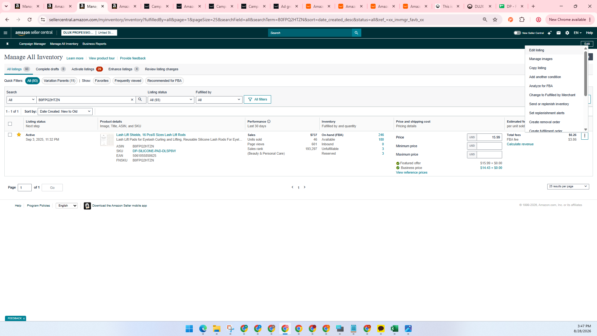 Step #5: Click Edit listing from the dropdown options.