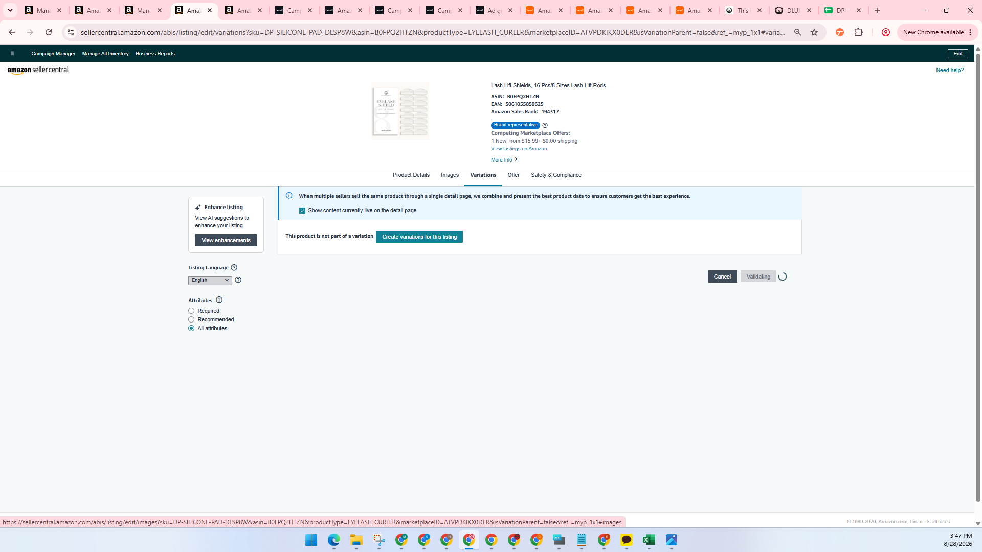 Step #9: Click Images to upload or reorder main and secondary product images.