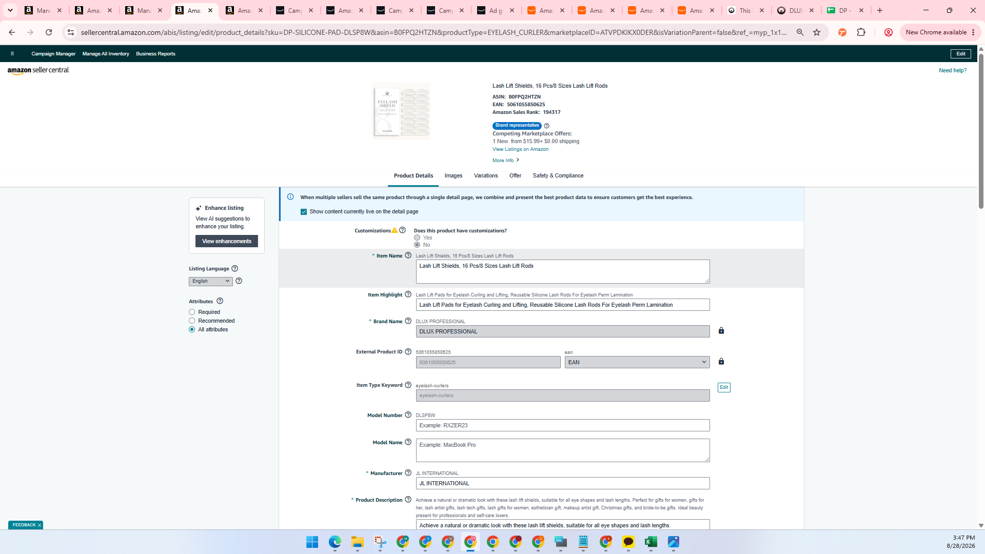 Step #11: Click the Item Name field to update the product title.