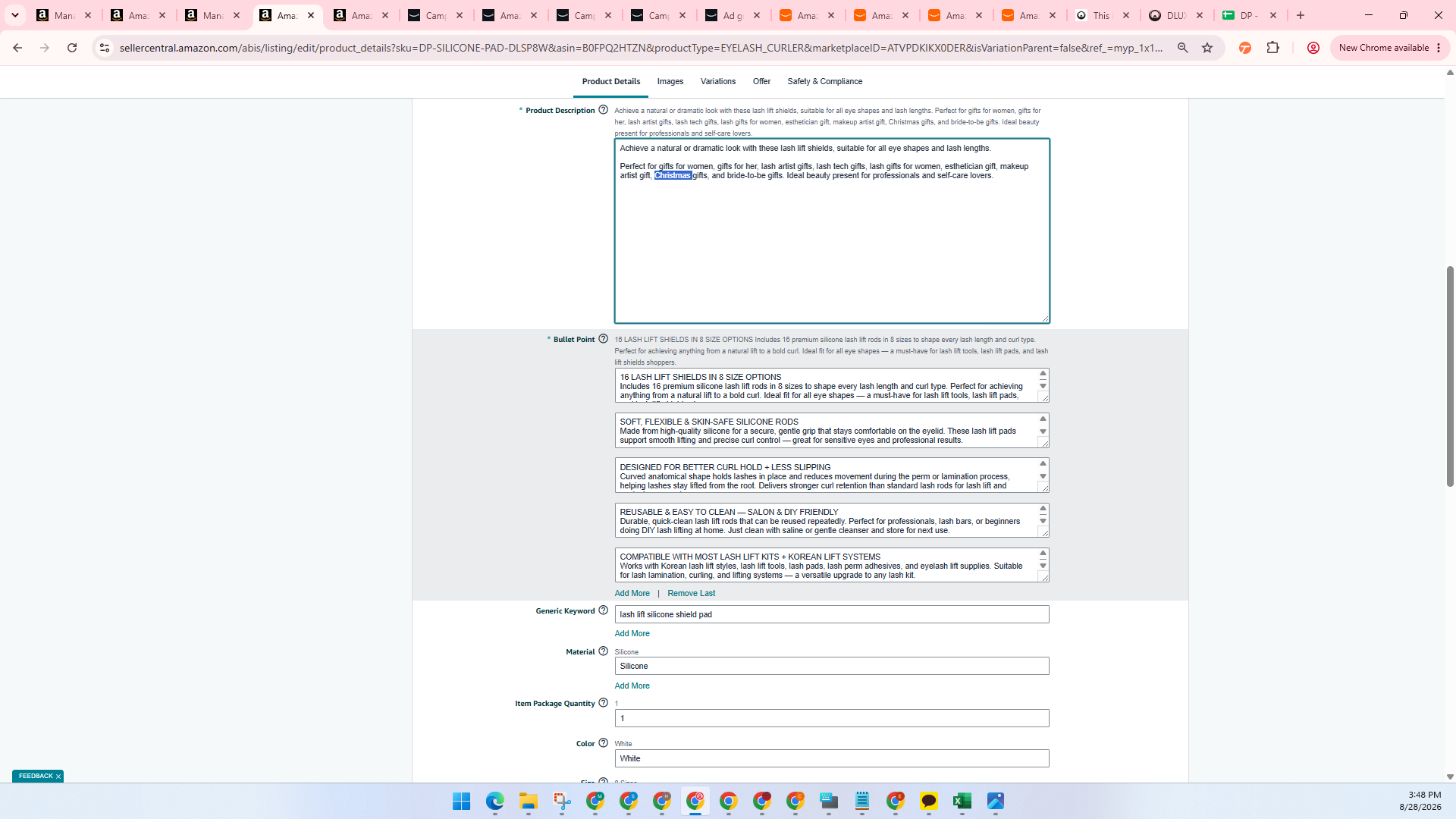 Step #14: Click the Bullet Point fields to add, edit, or remove key product feature bullets.