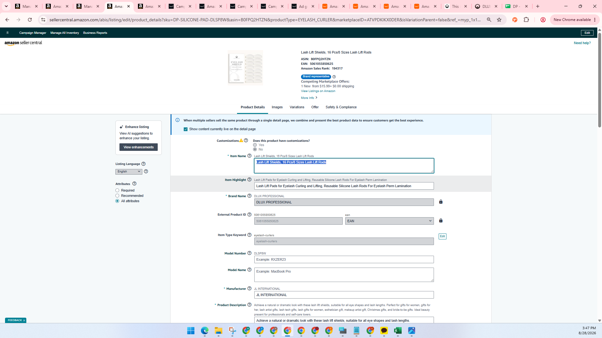 Step #12: Click the Item Highlight fields to edit key product callouts.