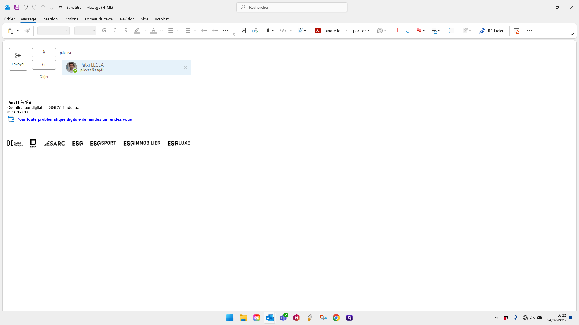 Step #25: Cliquez sur "p.lecea@esg.fr"