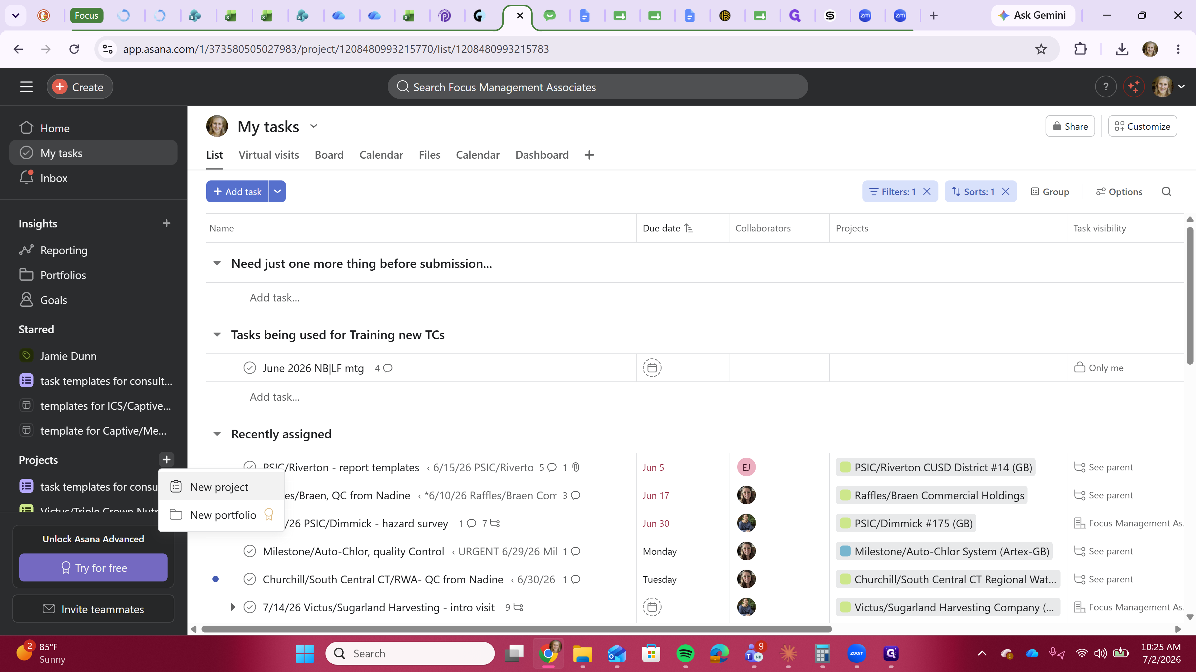 Step #2: Select New project from the dropdown menu.