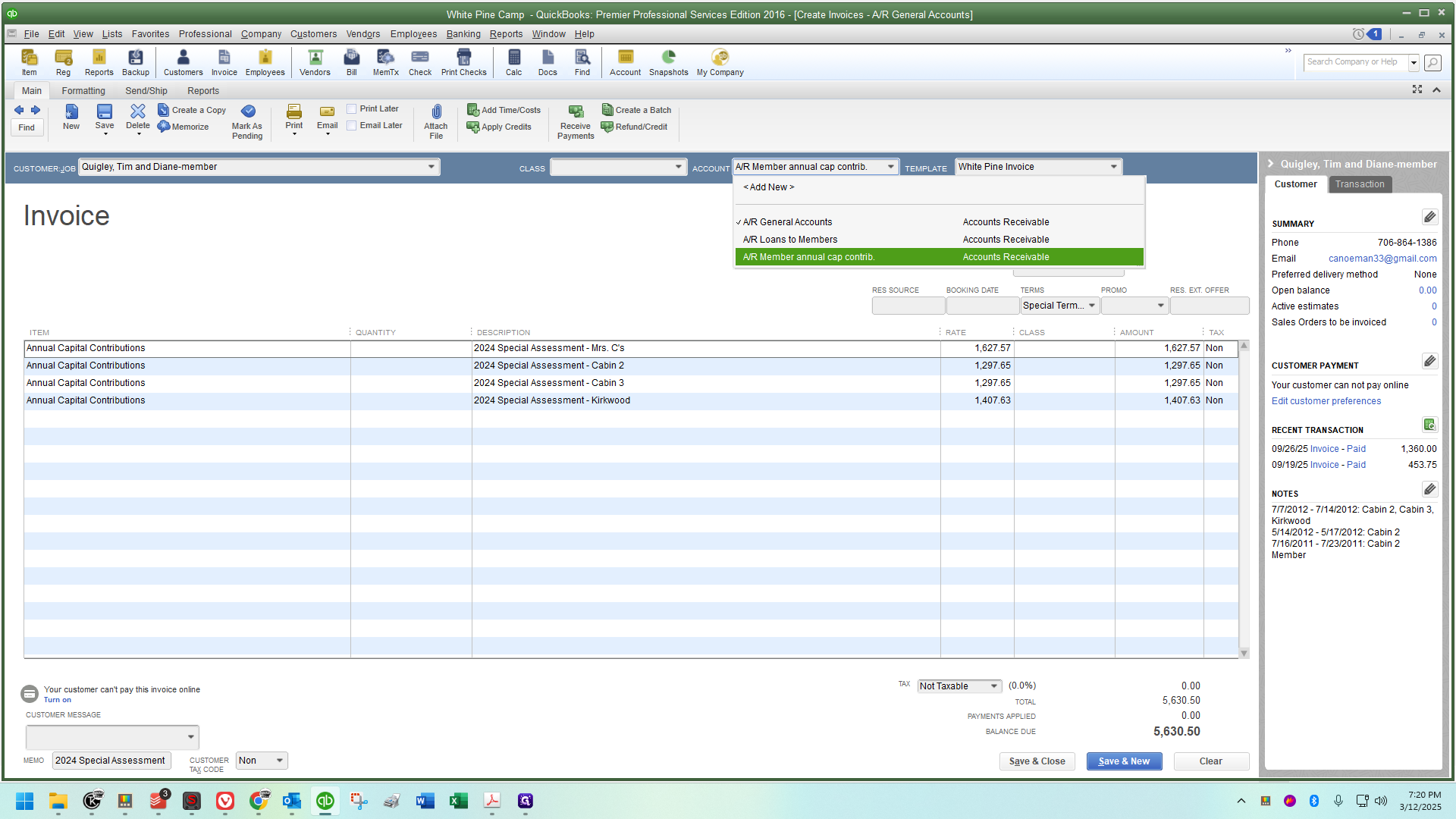 Step #23: Click on "A / R Member annual cap contrib ."