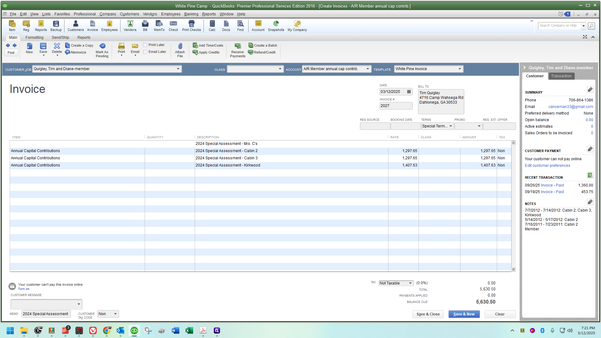 Step #24: Click on "2024 Special Assessment - Mrs. C's"