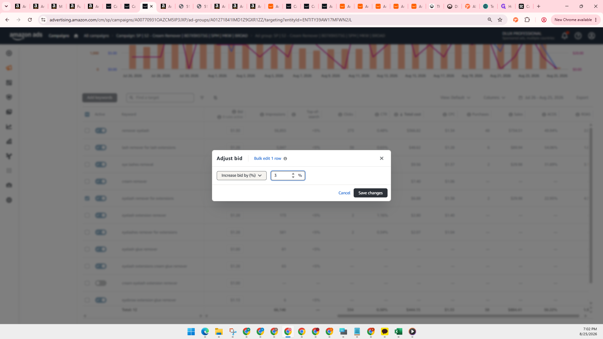 Step #21: Click on Save changes to apply the updated bid.