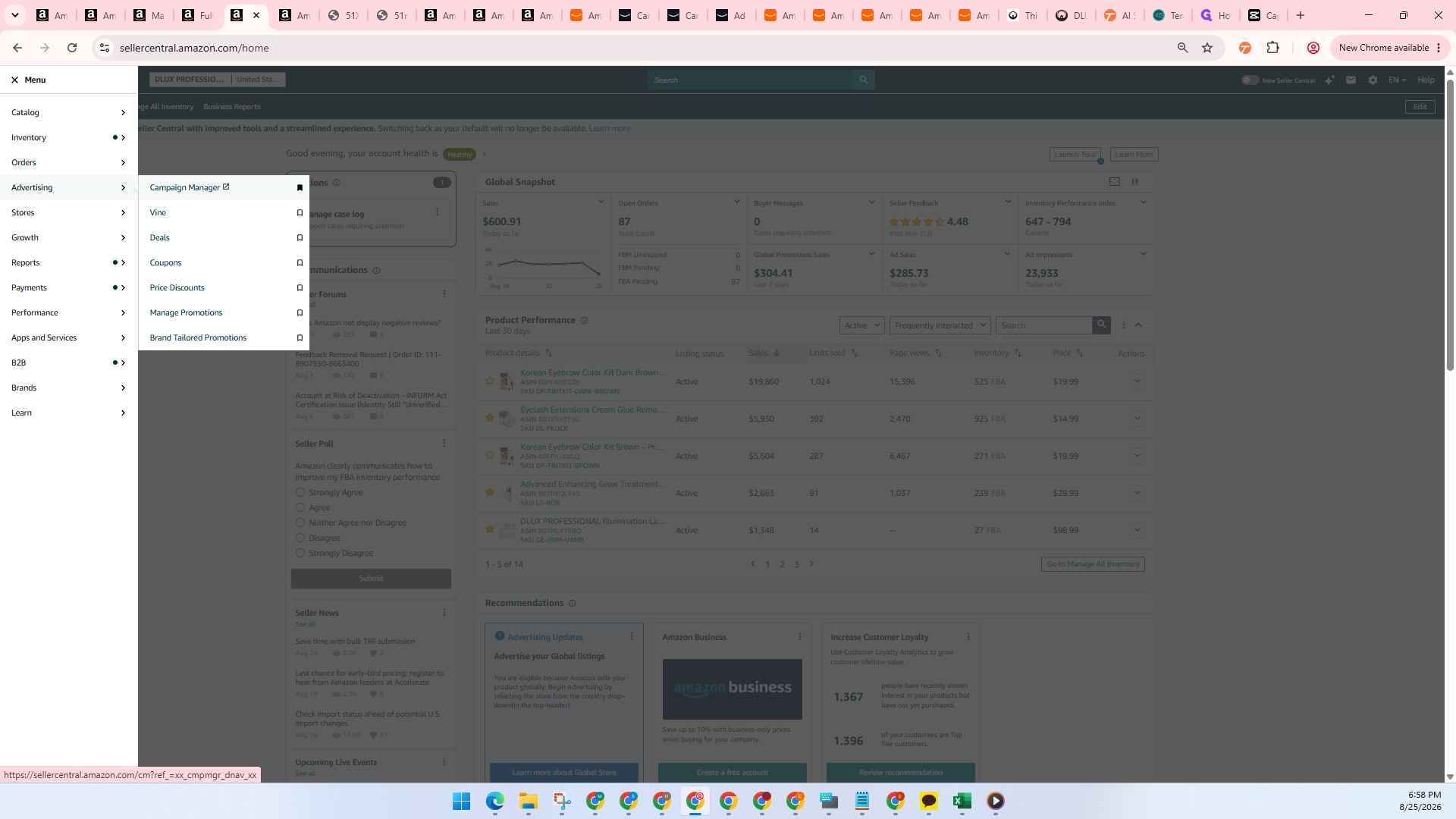 Step #1: Right-click on Campaign Manager under the Advertising menu to open it in a new tab.