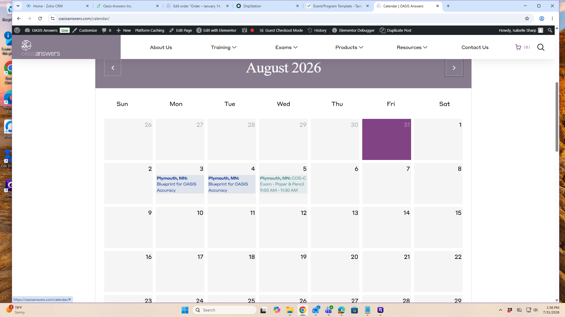 Step #3: Click on the Blueprint for OASIS event on your preferred date.