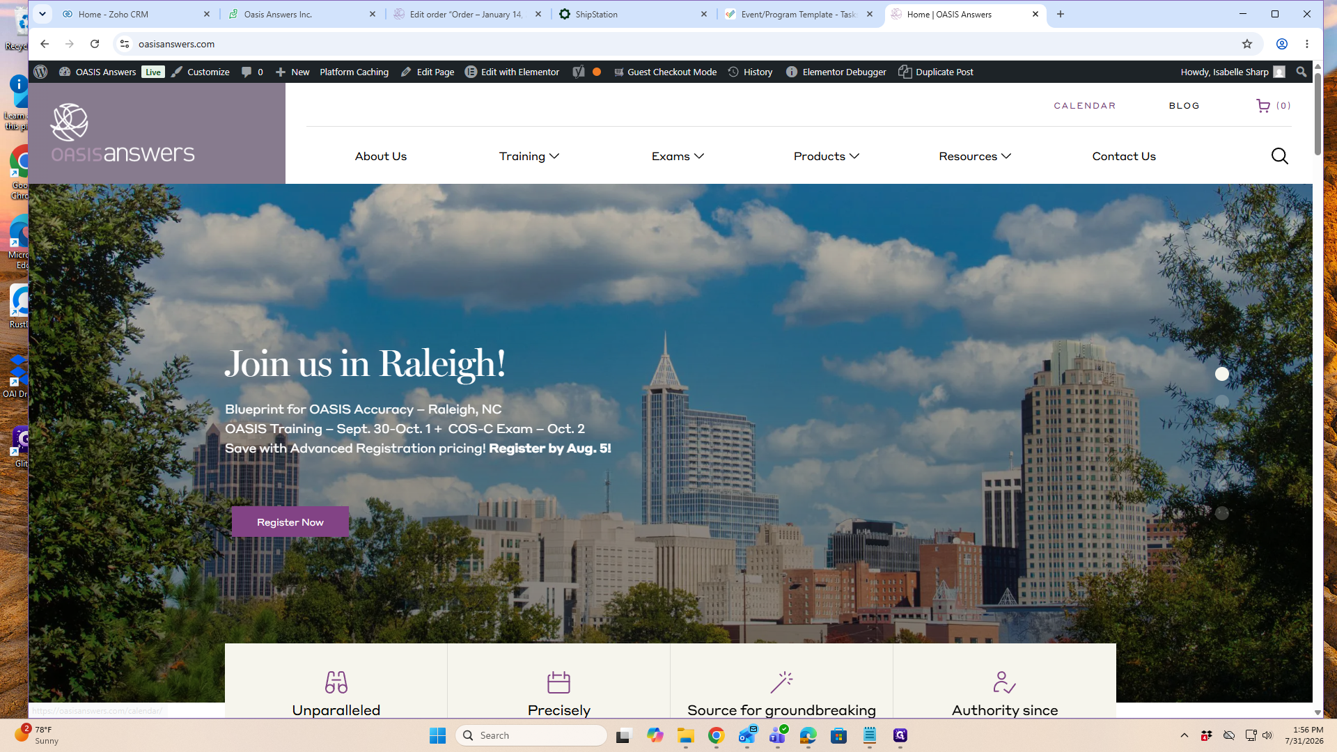 Step #1: Click on CALENDAR from the top navigation menu on the Oasis Answers homepage.