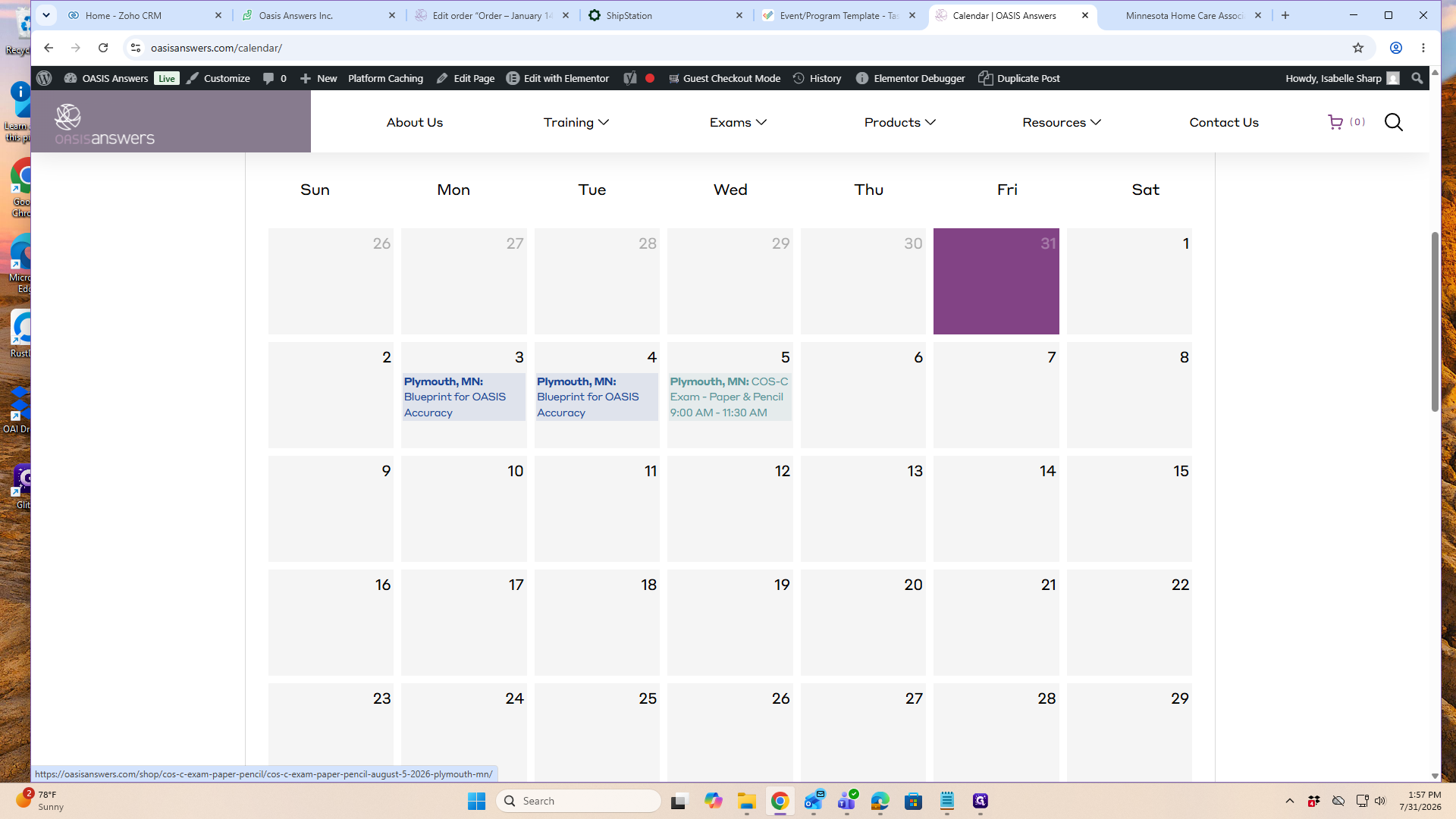 Step #15: Locate and click on the Exam - Paper & Pencil event corresponding to the workshop you just registered for.