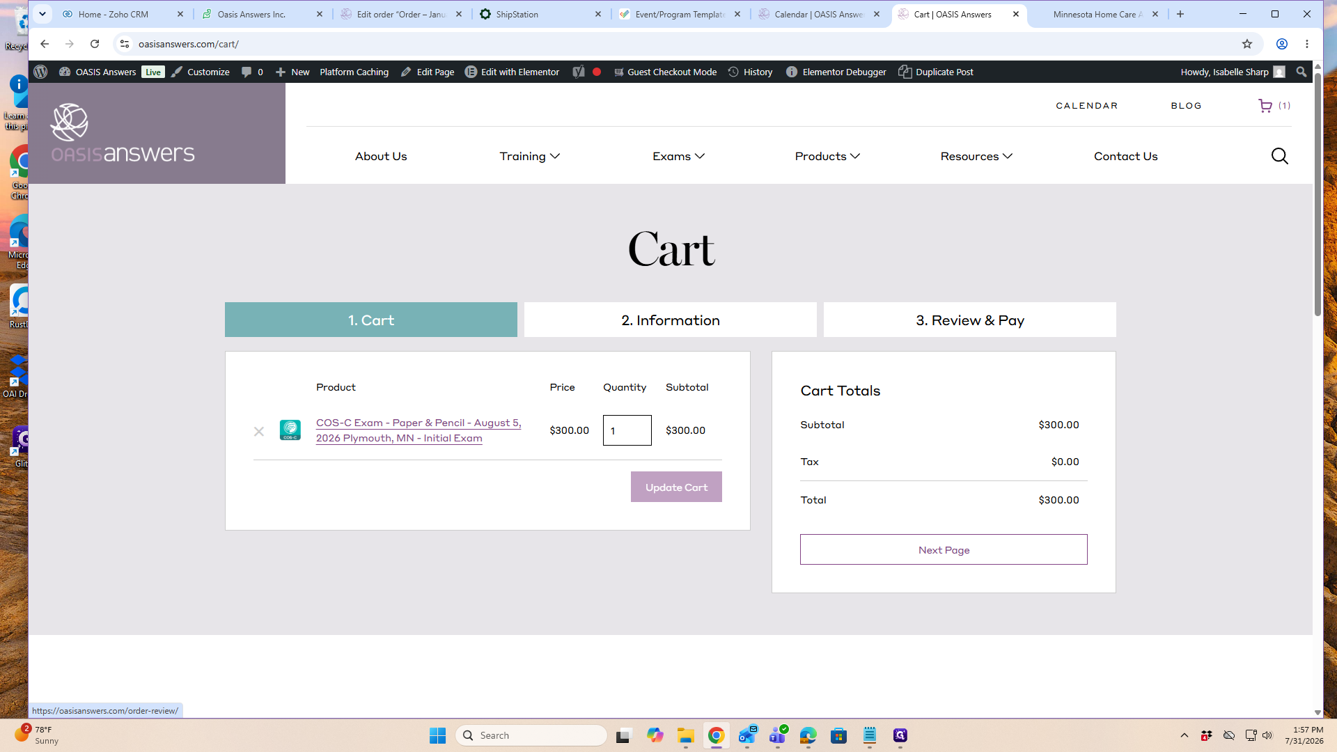 Step #20: Scroll down below the cart totals summary and click Next Page.