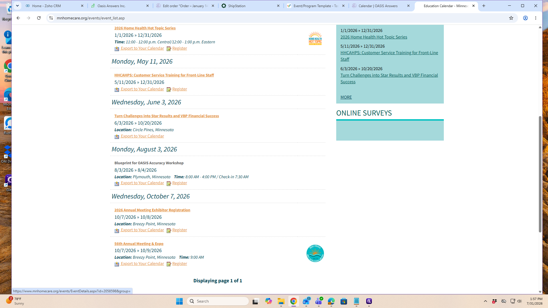 Step #11: Find and select the Blueprint for OASIS Accuracy Workshop from their event list.