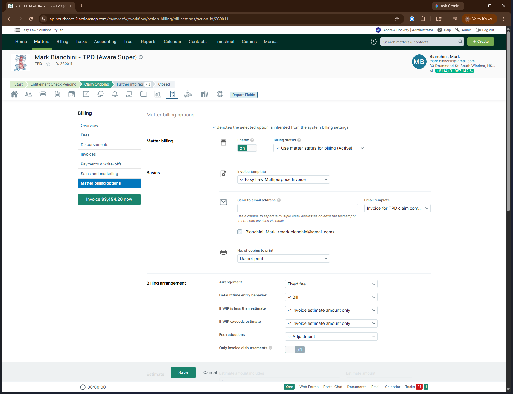 Step #6: Tick the checkbox next to the client's name to ensure the invoice is routed directly to them.