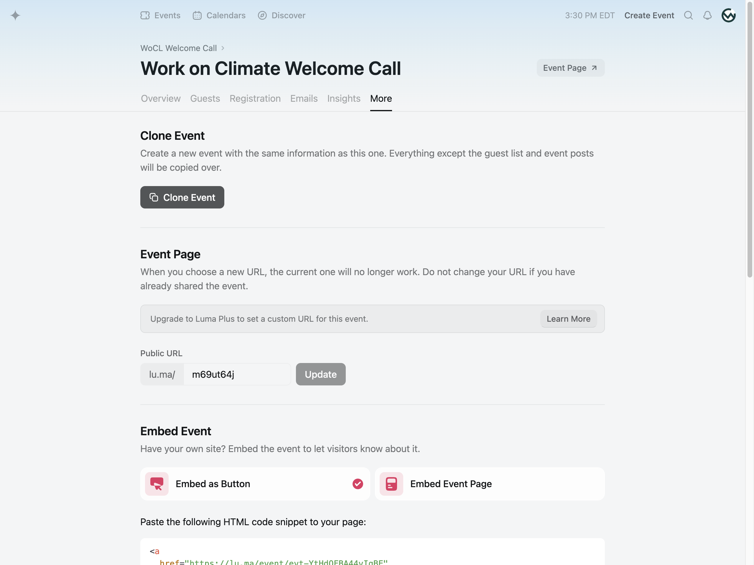 Step #4: Click "Clone Event."