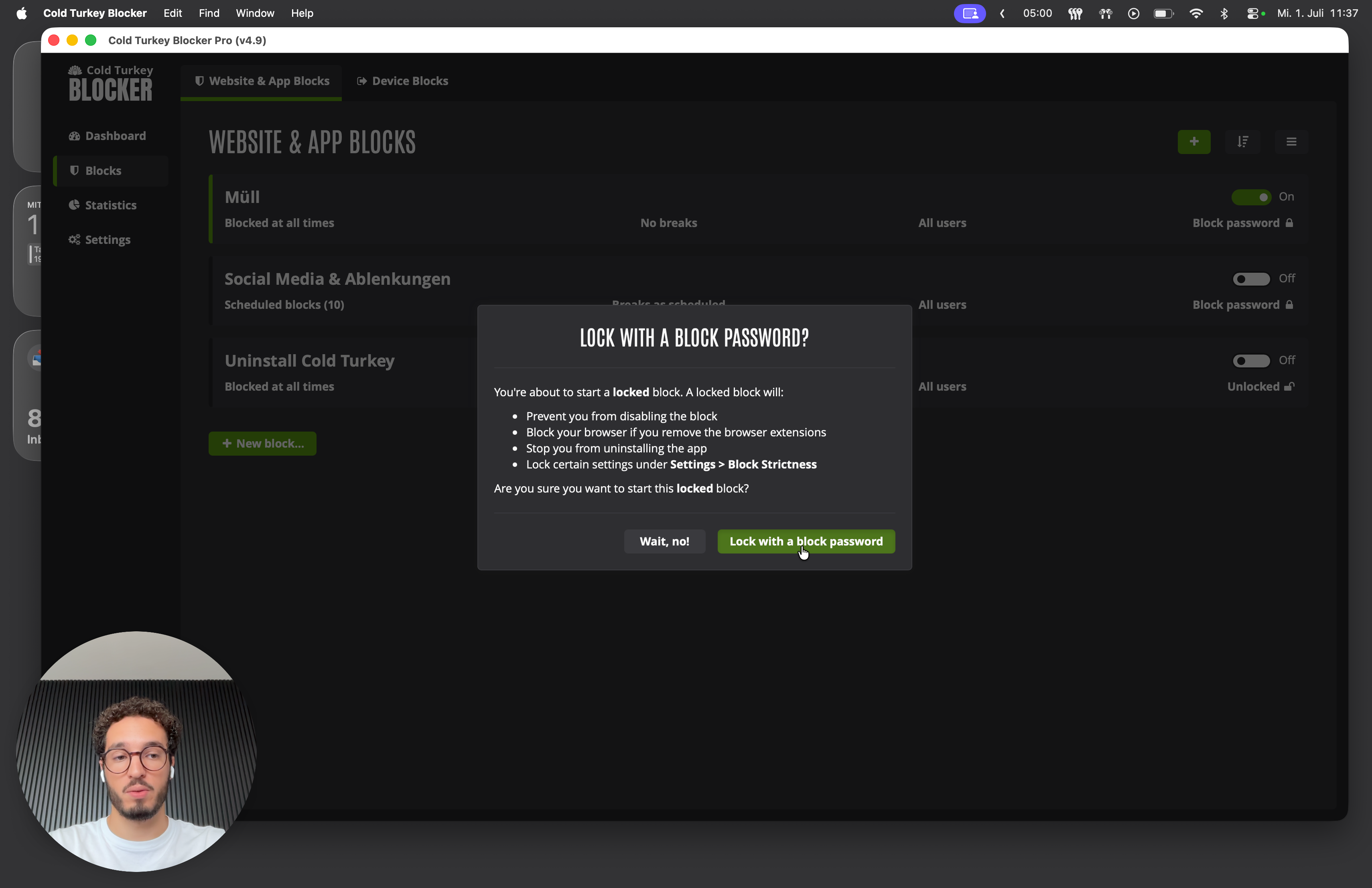 Step #17: Klicke auf Lock with a block password.