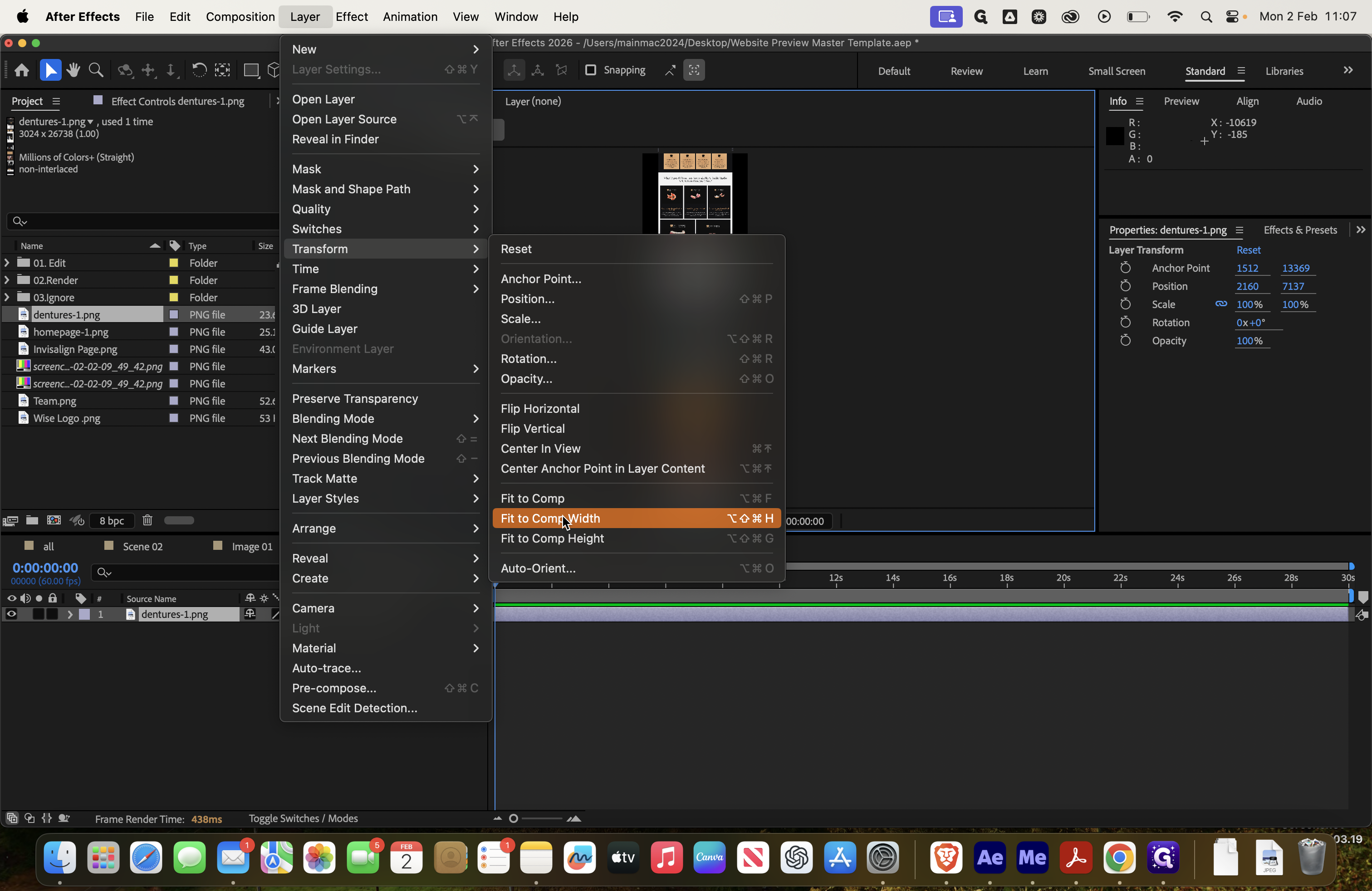 Step #98: Click on "Fit to Comp Width"
