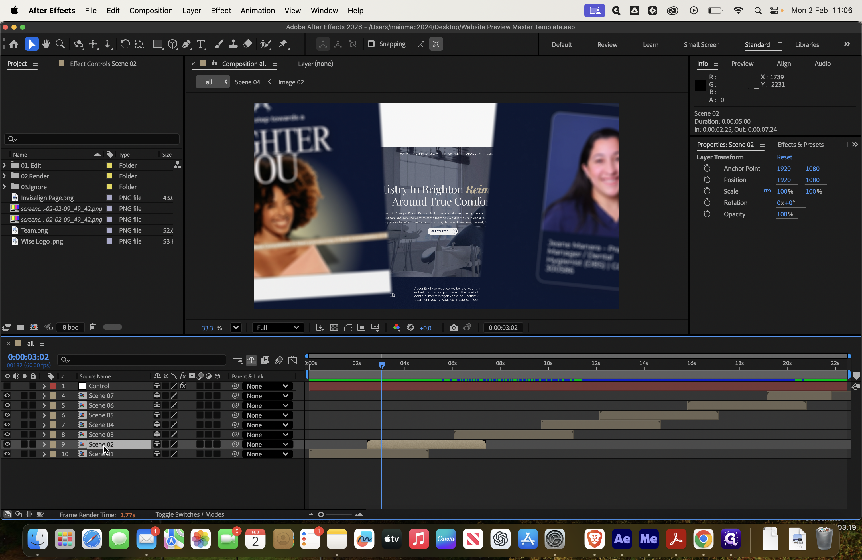 Step #63: Double-click on "Scene 02"