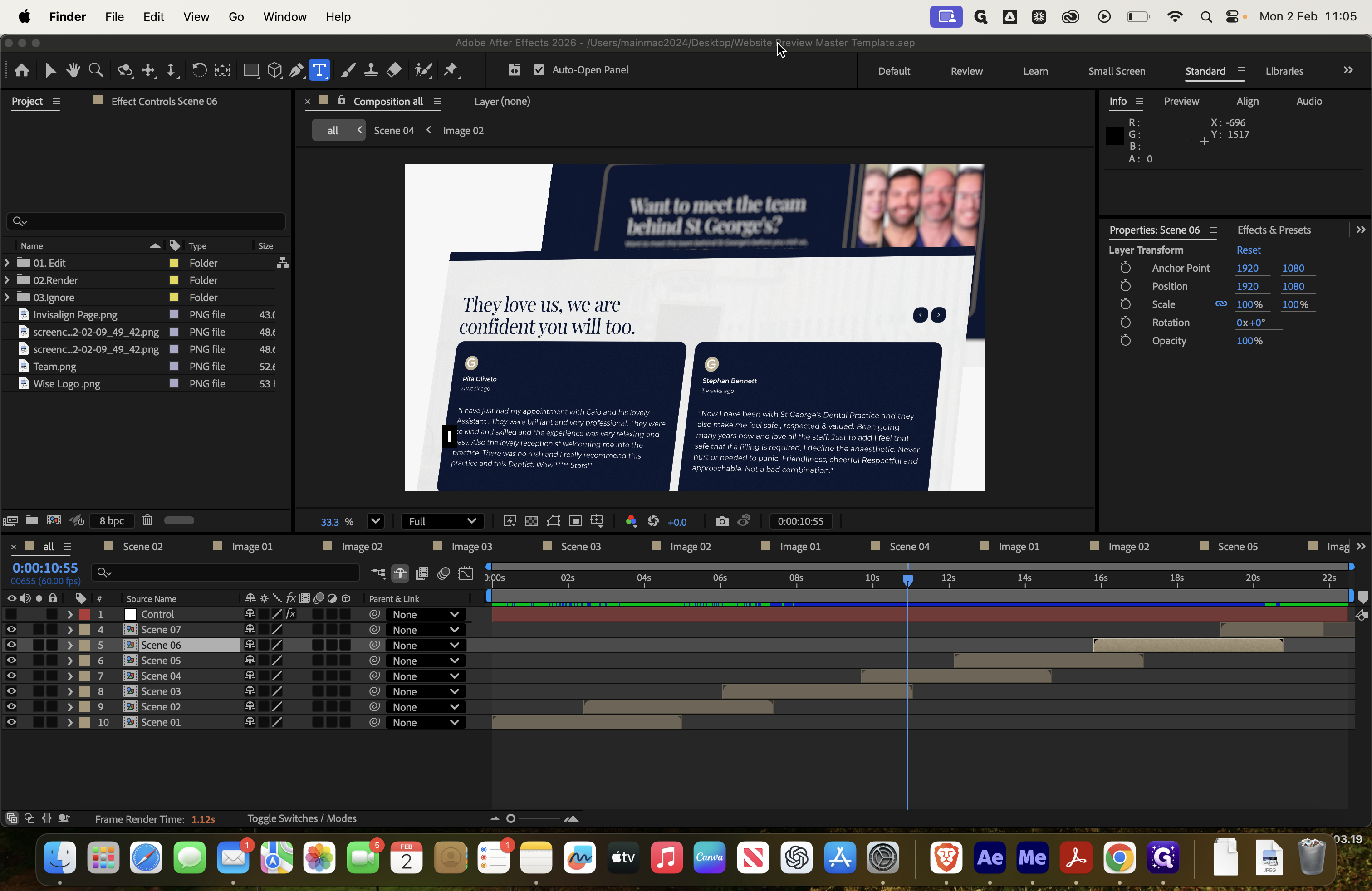 Step #38: Click on "/ Users / mainmac2024 / Desktop / Website Preview Master Template.aep"
