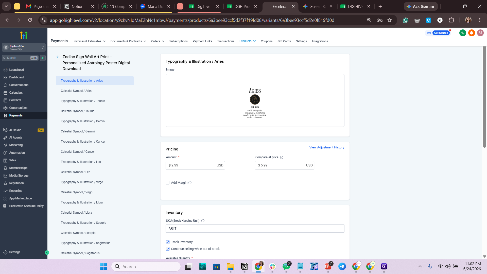 Step #25: Click the Back arrow next to the product name to return to the main product page, then repeat the media upload process for the remaining variants.