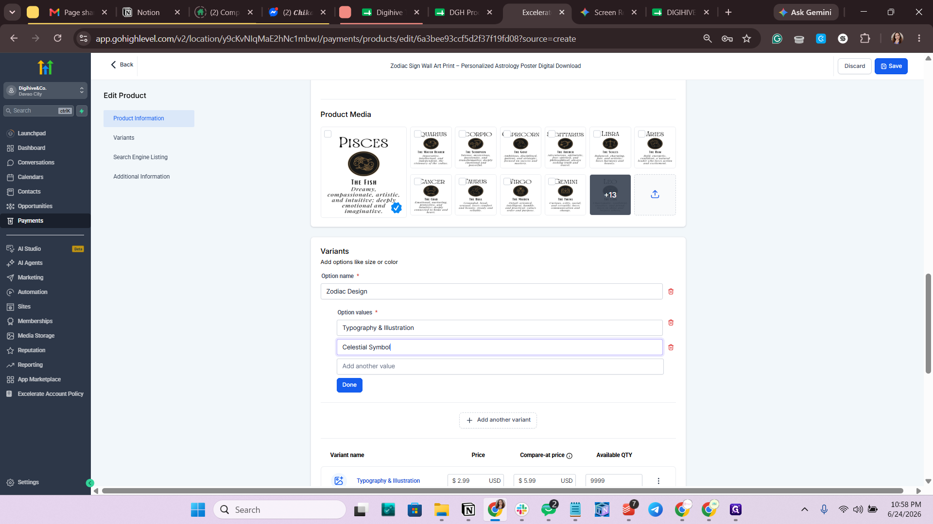 Step #2: Click Done to save the initial design variants.
