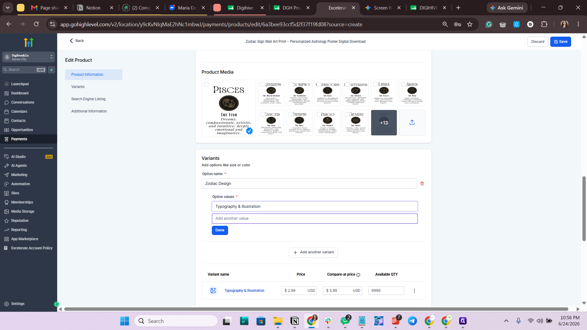 Step #1: Click Add another value to input your first design category, such as "Typography & Illustration".