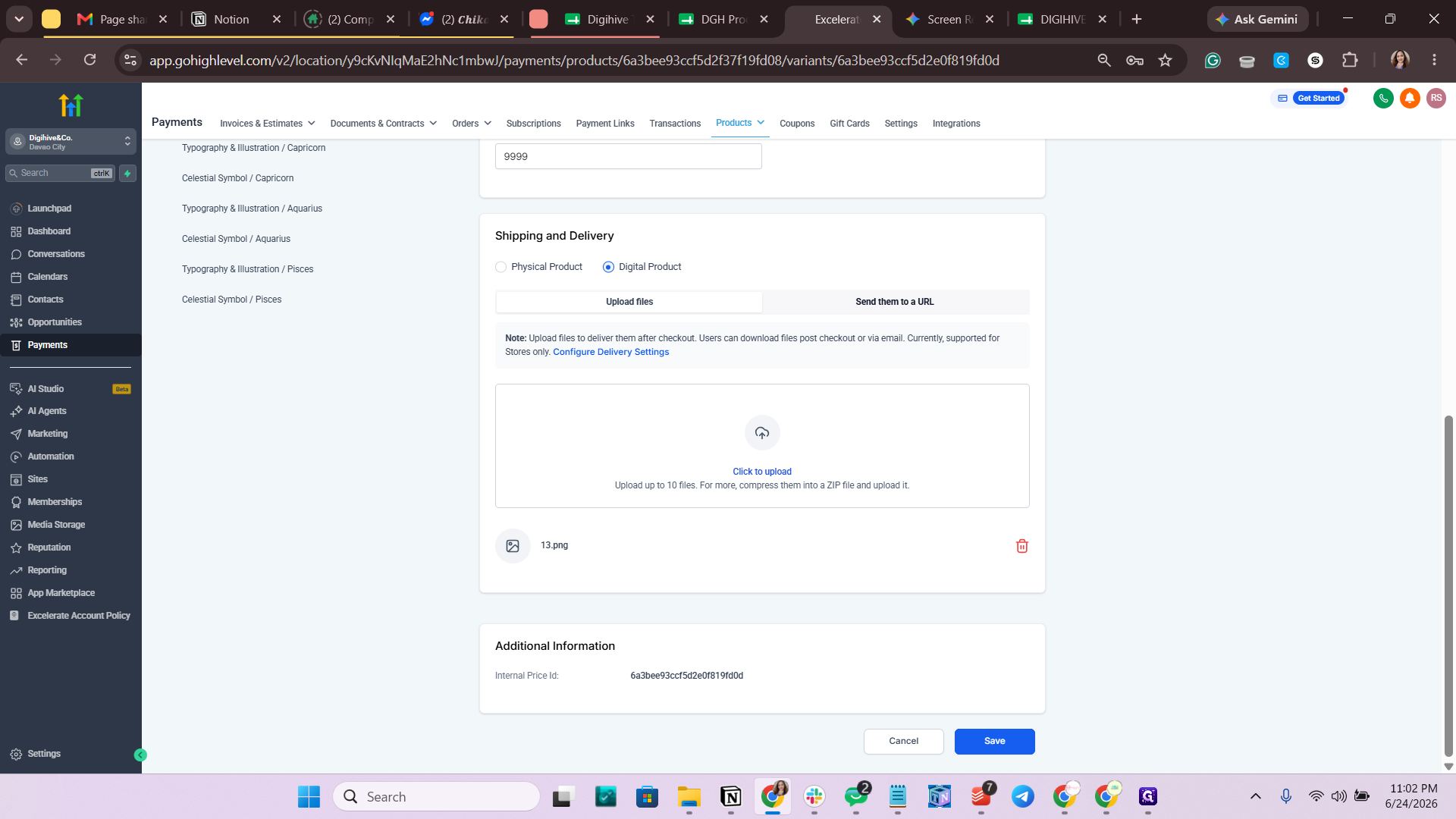 Step #24: Click Save at the bottom of the variant settings pane.