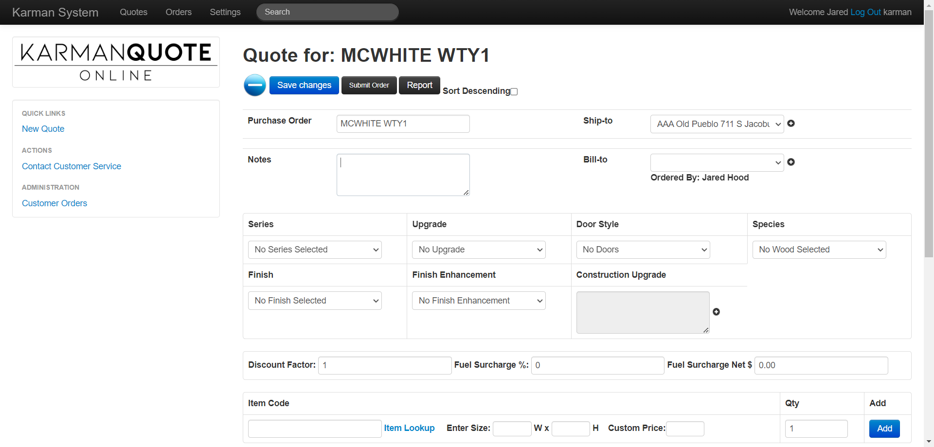 Step #6: Type "WARRANTY" in the Notes field