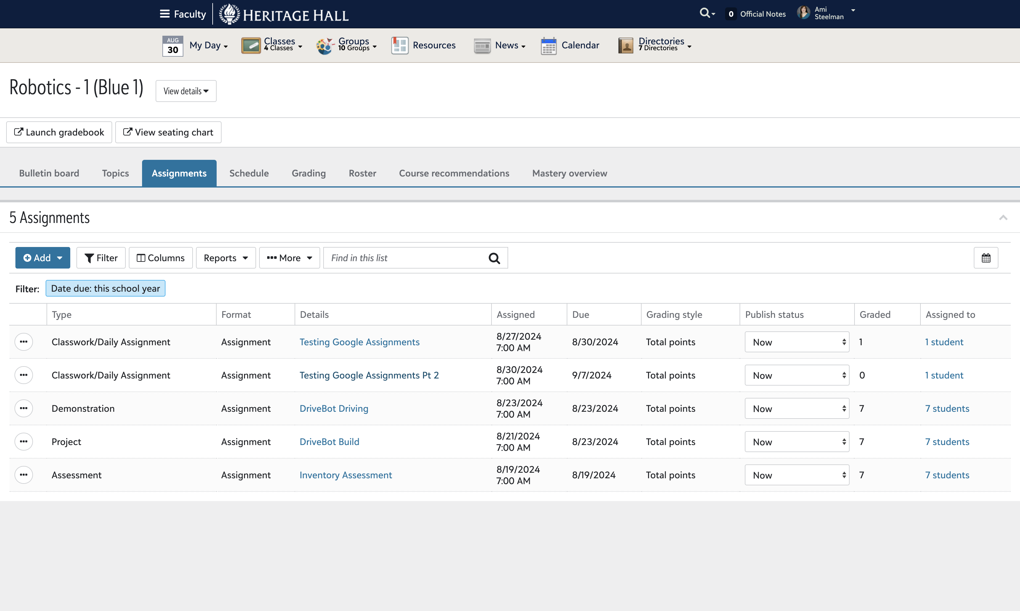 Step #5: Click on the blue linked title of the new assignment.