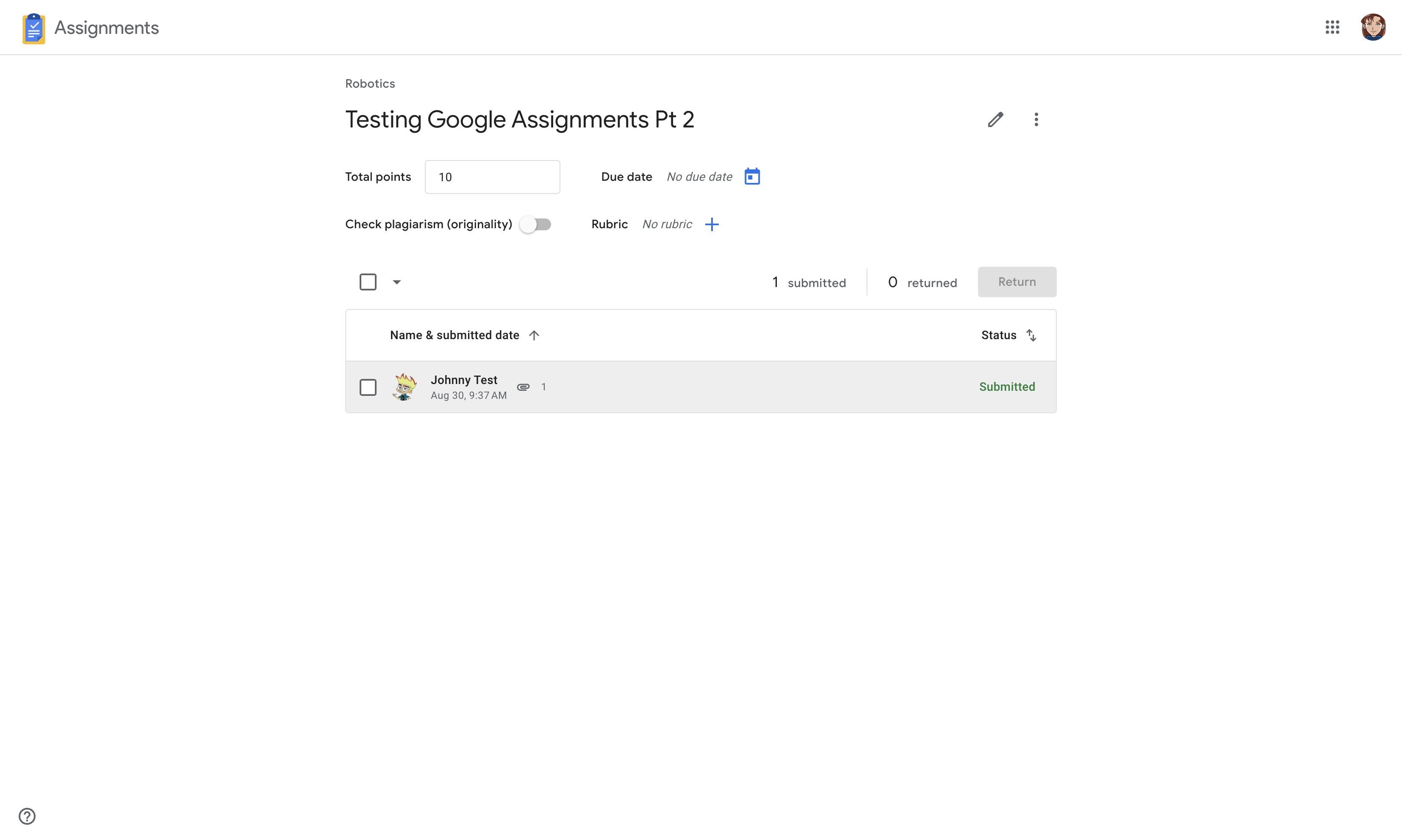 Step #11: Click on a student's submission.