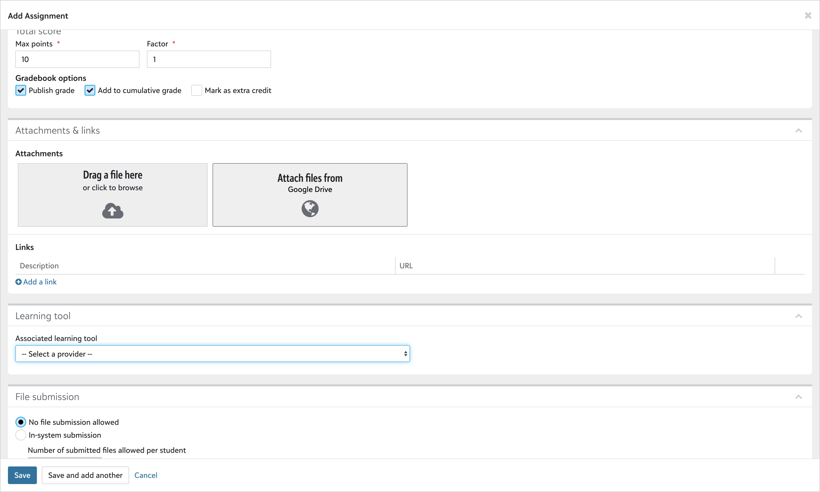 Step #2: Under Learning Tool, select Google Assignments.