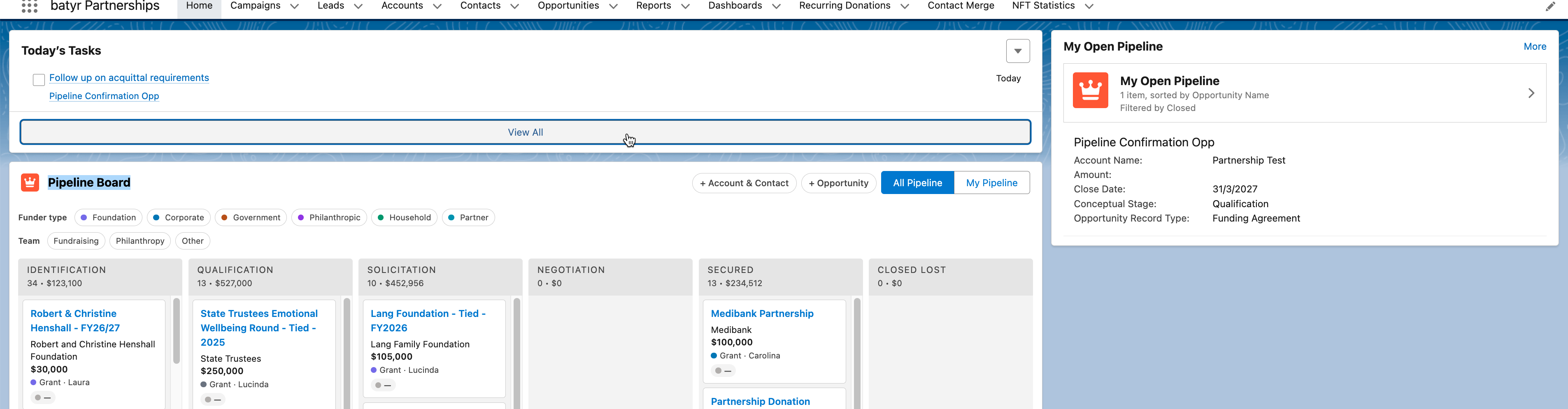 Step #6: The top of your homepage contains tasks due today, click "View All" to see all your Open Tasks