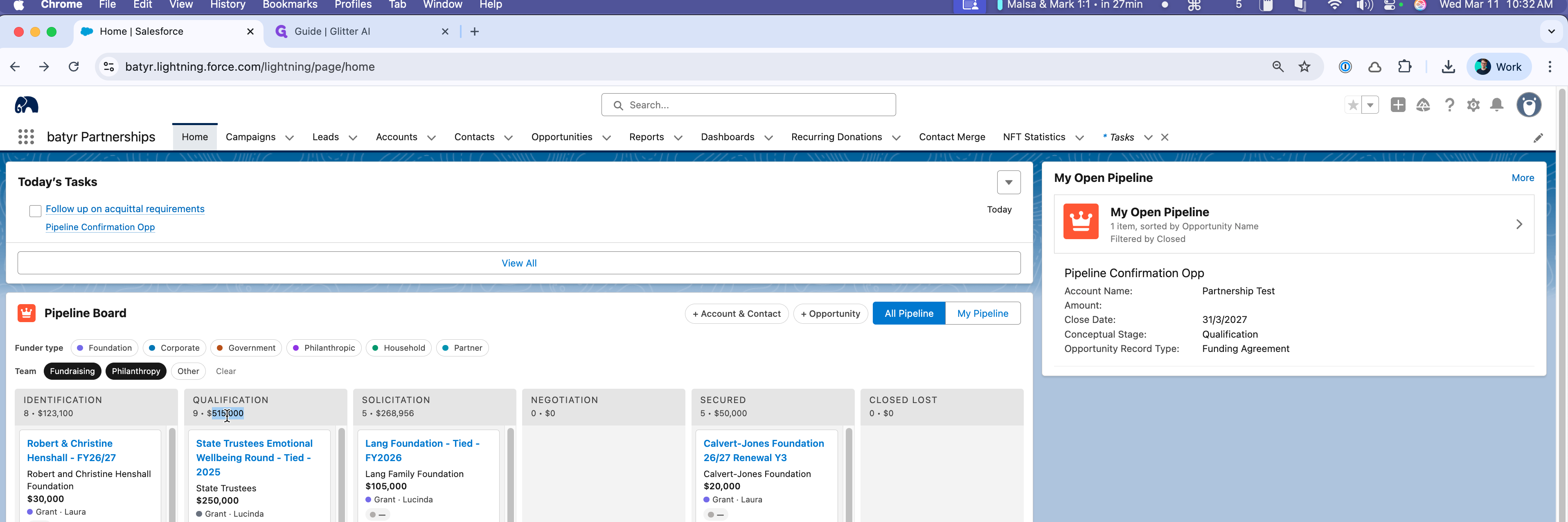Step #14: Note: as you change these filters, the value in each column will update to reflect the opportunities displayed